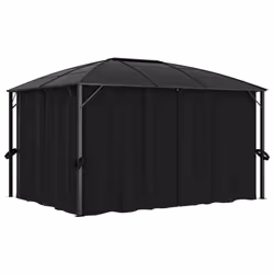 vidaXL Gazebo With Curtains 400cm Anthracite Garden Canopy Shelter Party Tent
