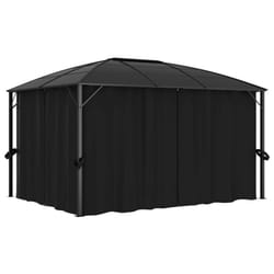 vidaXL Gazebo With Curtains 400cm Anthracite Garden Canopy Shelter Party Tent