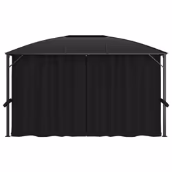 vidaXL Gazebo With Curtains 400cm Anthracite Garden Canopy Shelter Party Tent