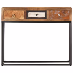 vidaXL Console Table Gold 90cm Solid Reclaimed Wood End Side Stand Cabinet