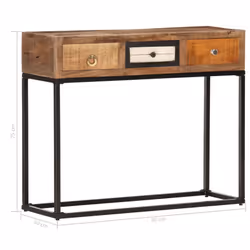 vidaXL Console Table Gold 90cm Solid Reclaimed Wood End Side Stand Cabinet - Additional view 5