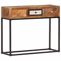 vidaXL Console Table Gold 90cm Solid Reclaimed Wood End Side Stand Cabinet - Additional view 9