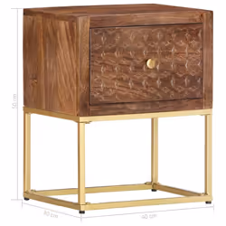 vidaXL Solid Mango Wood Bedside Cabinet Bedroom Living Room Side Cabinets - Additional view 6