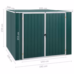vidaXL Garden Shed Green 195 cm Galvanised Steel Storage Tool House Carport - Additional view 3