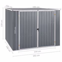 vidaXL Garden Shed Grey 195 cm Galvanised Steel Storage Tool House Carport - Additional view 7