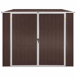 vidaXL Garden Shed Brown 195 cm Galvanised Steel Storage Tool House Carport - Additional view 3