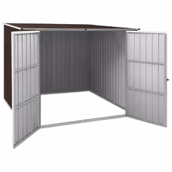 vidaXL Garden Shed Brown 195 cm Galvanised Steel Storage Tool House Carport - Additional view 6