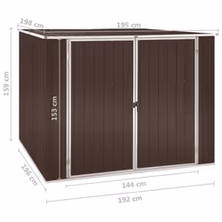 vidaXL Garden Shed Brown 195 cm Galvanised Steel Storage Tool House Carport - Additional view 7