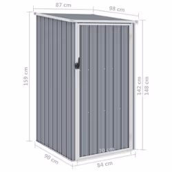 vidaXL Garden Shed Grey Galvanised Steel Outdoor Tool Equipment Storage House - Additional view 6