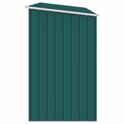 vidaXL Garden Firewood Shed Green Galvanised Steel Outdoor Timber Storage