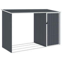 vidaXL Garden Firewood Shed Anthracite Galvanised Steel Outdoor Timber Storage