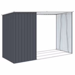 vidaXL Garden Firewood Shed Anthracite Galvanised Steel Outdoor Timber Storage