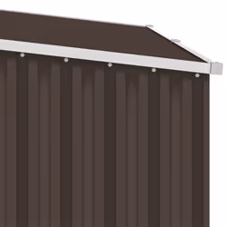 vidaXL Garden Firewood Shed Brown Galvanised Steel Outdoor Timber Storage