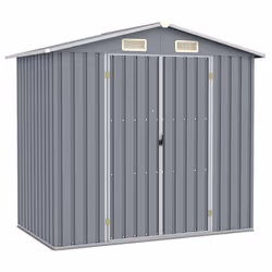 vidaXL Garden Shed Grey Galvanised Steel Outdoor Tool Storage House Cupboard