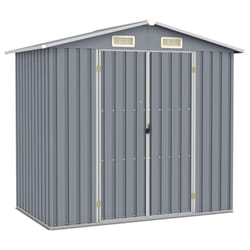 vidaXL Garden Shed Grey Galvanised Steel Outdoor Tool Storage House Cupboard