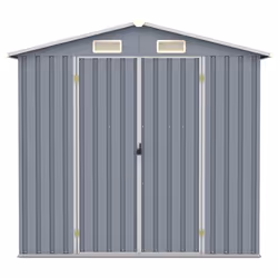 vidaXL Garden Shed Grey Galvanised Steel Outdoor Tool Storage House Cupboard