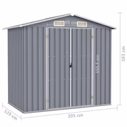 vidaXL Garden Shed Grey Galvanised Steel Outdoor Tool Storage House Cupboard