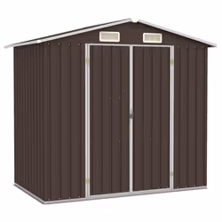 vidaXL Garden Shed Brown Galvanised Steel Outdoor Tool Storage House Cupboard