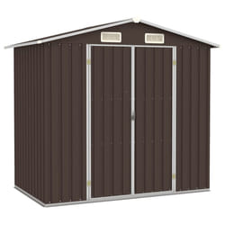 vidaXL Garden Shed Brown Galvanised Steel Outdoor Tool Storage House Cupboard