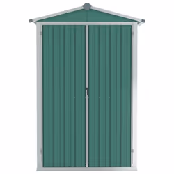 vidaXL Garden Shed Green Galvanised Steel Outdoor Terrance Tool Storage Shed