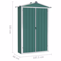 vidaXL Garden Shed Green Galvanised Steel Outdoor Terrance Tool Storage Shed - Additional view 7