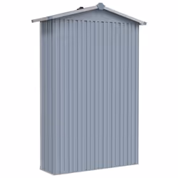 vidaXL Garden Shed Grey Galvanised Steel Outdoor Terrance Tool Storage Shed