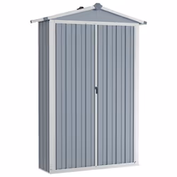 vidaXL Garden Shed Grey Galvanised Steel Outdoor Terrance Tool Storage Shed