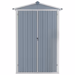 vidaXL Garden Shed Grey Galvanised Steel Outdoor Terrance Tool Storage Shed - Additional view 4