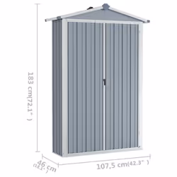 vidaXL Garden Shed Grey Galvanised Steel Outdoor Terrance Tool Storage Shed - Additional view 7