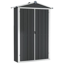 vidaXL Garden Shed Anthracite Galvanised Steel Outdoor Tool Storage Shed House