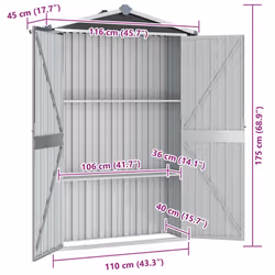 vidaXL Garden Shed Anthracite Galvanised Steel Outdoor Tool Storage Shed House - Additional view 6