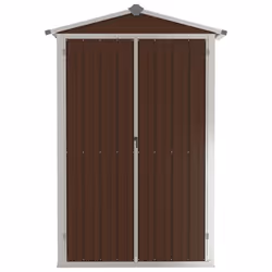 vidaXL Garden Shed Brown Galvanised Steel Outdoor Terrance Tool Storage Shed