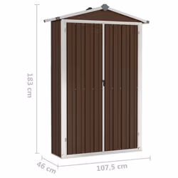 vidaXL Garden Shed Brown Galvanised Steel Outdoor Terrance Tool Storage Shed - Additional view 7