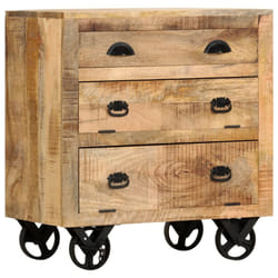 vidaXL Solid Mango Wood Side Cabinet with Wheel 70x40x75cm Storage Cabinet
