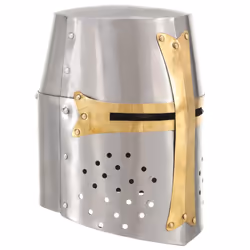 vidaXL Medieval Crusader Knight Helmet LARP Replica Silver Steel Armour Weapon
