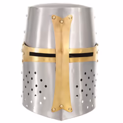 vidaXL Medieval Crusader Knight Helmet LARP Replica Silver Steel Armour Weapon