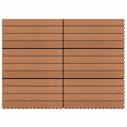 vidaXL 6x WPC Tiles Brown Decking Pool Interlocking Floor Bathrooms Pool Spa