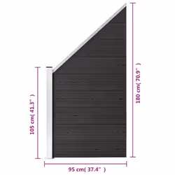 vidaXL Garden Fence WPC 95 x (105-180) cm Grey Outdoor Backyard Fencing Panel - Additional view 10