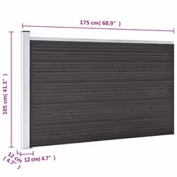vidaXL Garden Fence WPC Grey Patio Wooden Panel Wall Barriers Edge Border Set - Additional view 11