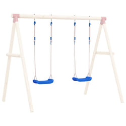 vidaXL Swing Seats Garden Double Swing Chairs with Ropes 2 pcs Blue Polyethene