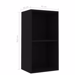 vidaXL 2-Tier Book Cabinet Black 40x30x76.5 cm Engineered Wood bookshelf
