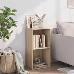 vidaXL 2-Tier Book Cabinet Sonoma Oak Engineered Wood Storage Highboard Shelf