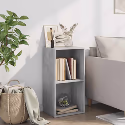 vidaXL 2-Tier Book Cabinet Concrete Grey Engineered Wood Storage Highboard - Additional view 2