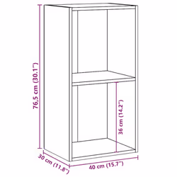 vidaXL 2-Tier Book Cabinet Concrete Grey Engineered Wood Storage Highboard - Additional view 3