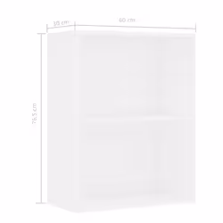 vidaXL 2-Tier Book Cabinet White 60x30x76.5 cm Engineered Wood bookshelf - Additional view 5