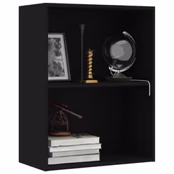vidaXL 2-Tier Book Cabinet Black 60x30x76.5 cm Engineered Wood bookshelf