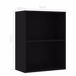 vidaXL 2-Tier Book Cabinet Black 60x30x76.5 cm Engineered Wood bookshelf - Additional view 5