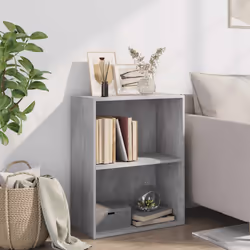 vidaXL 2-Tier Book Cabinet Concrete Grey Engineered Wood Storage Highboard - Additional view 2