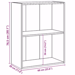 vidaXL 2-Tier Book Cabinet Concrete Grey Engineered Wood Storage Highboard - Additional view 3