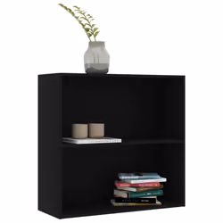 vidaXL 2-Tier Book Cabinet Bookcase Shelf Bookshelf Black Engineered Wood
